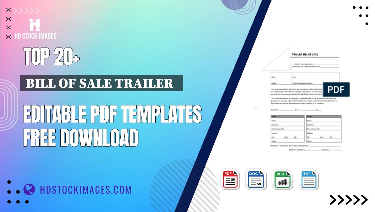 Top 20+ Bill Of Sale Trailer   Editable PDF Templates Free Download