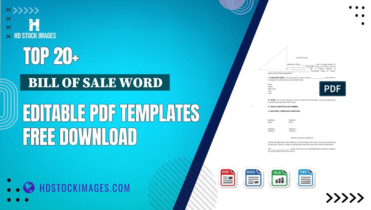 Top 20+  Bill Of Sale Word  Editable PDF Templates Free Download