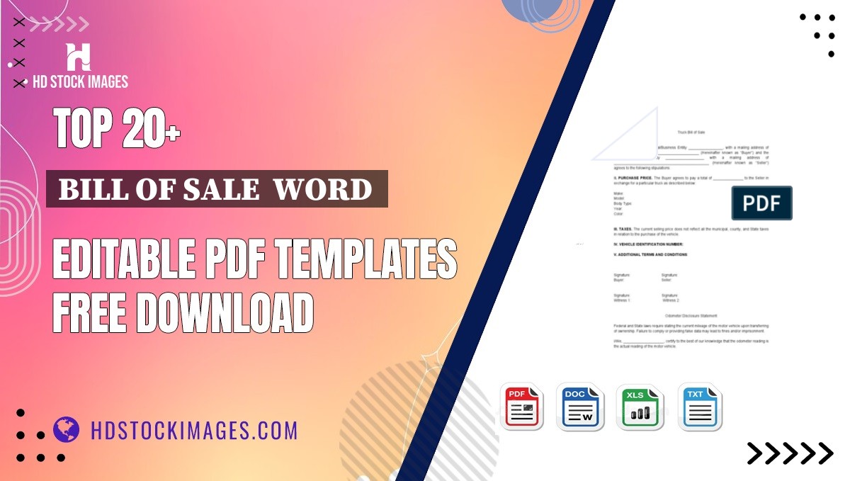 Top 20+ Bill Of Sale  Word  Editable PDF Templates Free Download