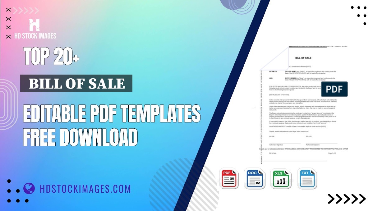 Top 20+  Bill Of Sale  Editable PDF Templates Free Download