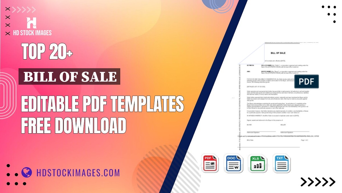 Top 20+ Bill Of Sale Editable PDF Templates Free Download