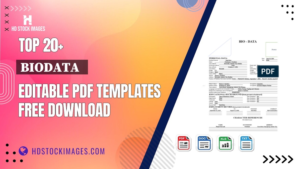 Top 20+ Biodata   Editable PDF Templates Free Download