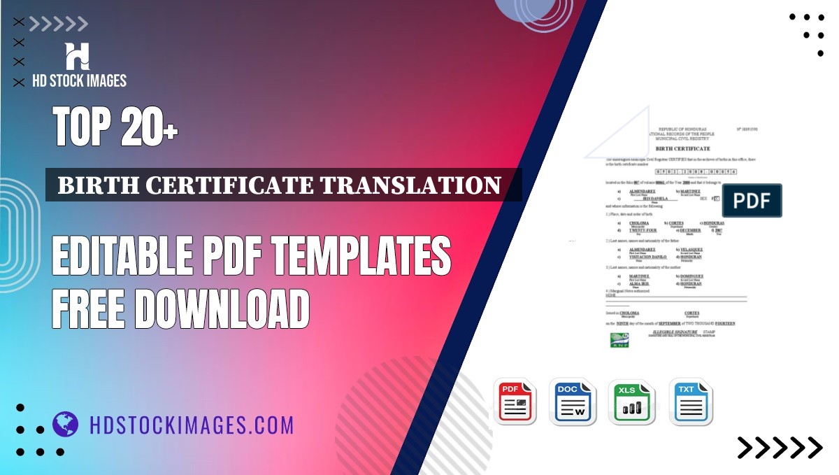 Top 20+ Birth Certificate Translation   Editable PDF Templates Free Download