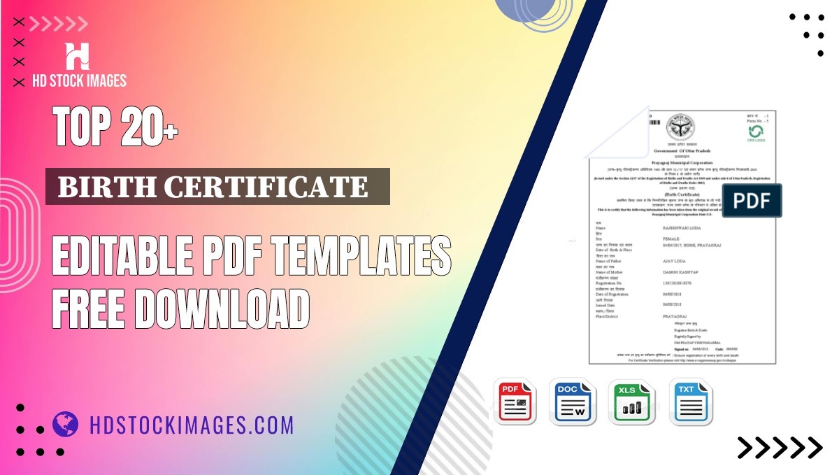 Top 20+ Birth Certificate   Editable PDF Templates Free Download