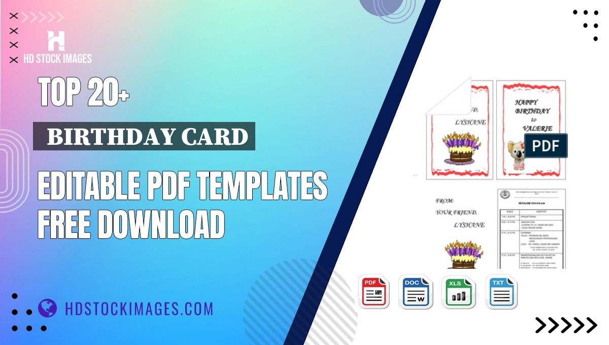 Top 20+  Birthday Card Editable PDF Templates Free Download