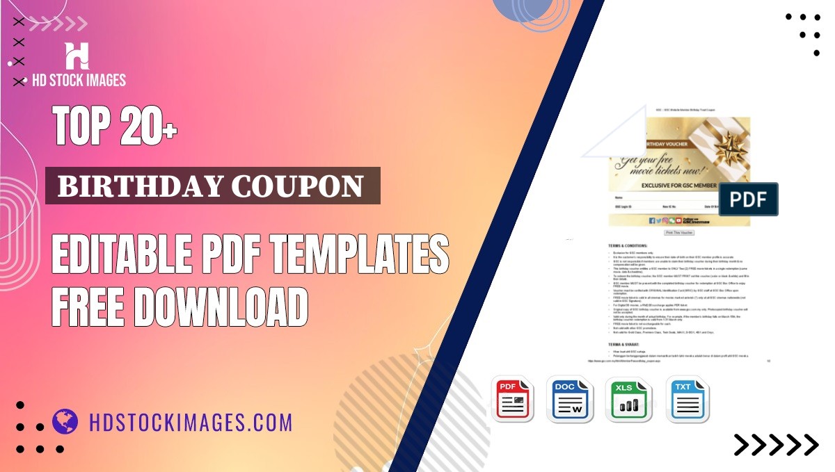 Top 20+ Birthday Coupon  Editable PDF Templates Free Download