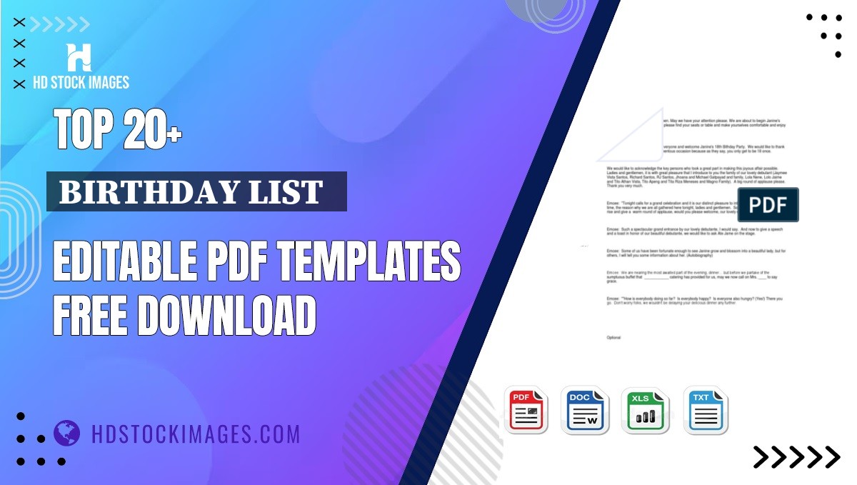 Top 20+ Birthday List   Editable PDF Templates Free Download