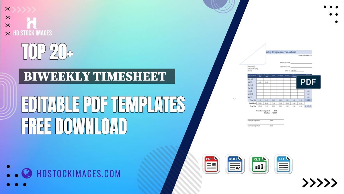 Top 20+ Biweekly Timesheet   Editable PDF Templates Free Download