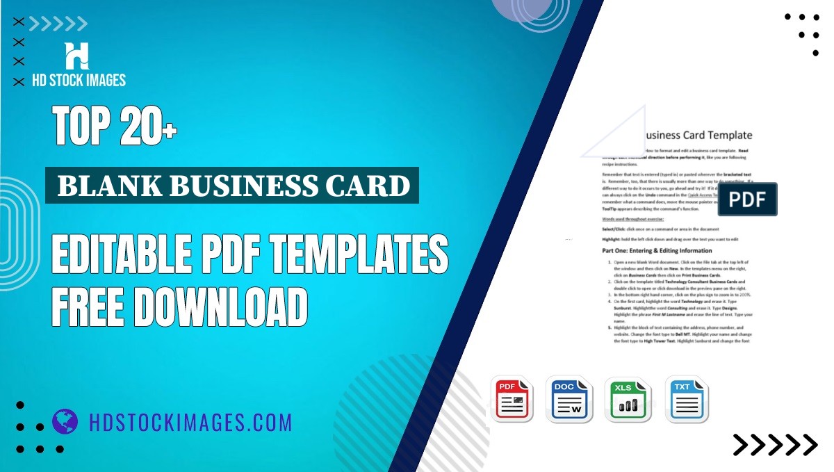 Top 20+ Blank Business Card Editable PDF Templates Free Download