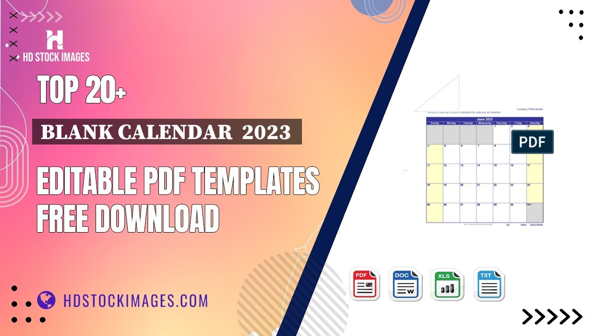 Top 20+ Blank Calendar  2023  Editable PDF Templates Free Download