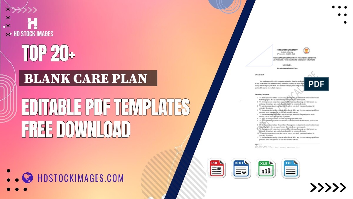 Top 20+ Blank Care Plan   Editable PDF Templates Free Download