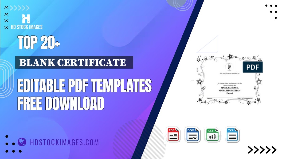 Top 20+ Blank Certificate   Editable PDF Templates Free Download