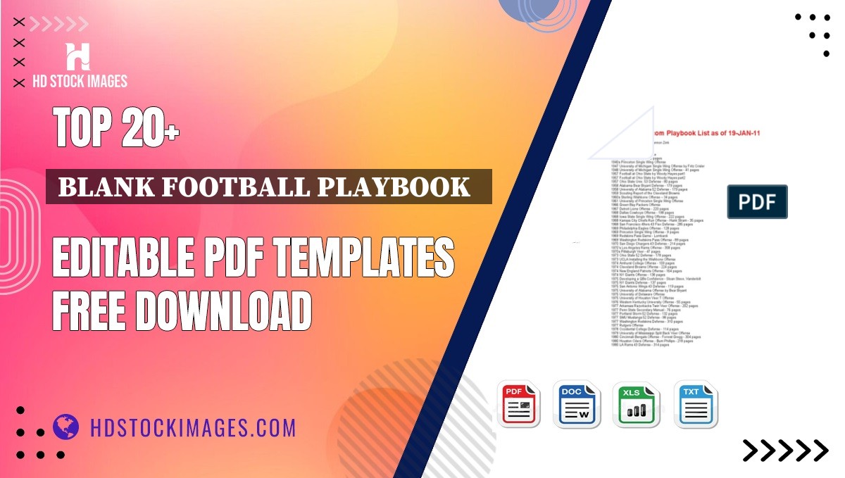 Top 20+ Blank Football Playbook   Editable PDF Templates Free Download