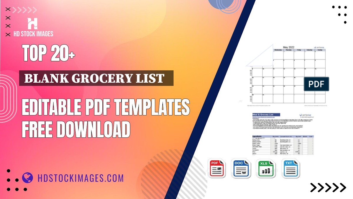 Top 20+ Blank Grocery List   Editable PDF Templates Free Download