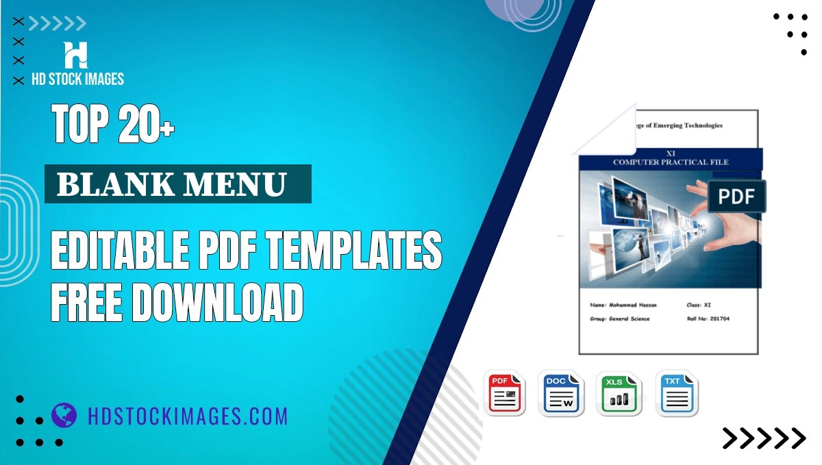 Top 20+ Blank Menu   Editable PDF Templates Free Download