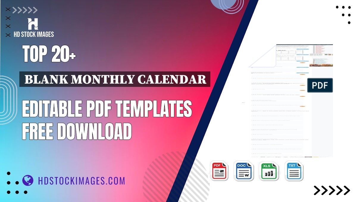 Top 20+ Blank Monthly Calendar Editable PDF Templates Free Download