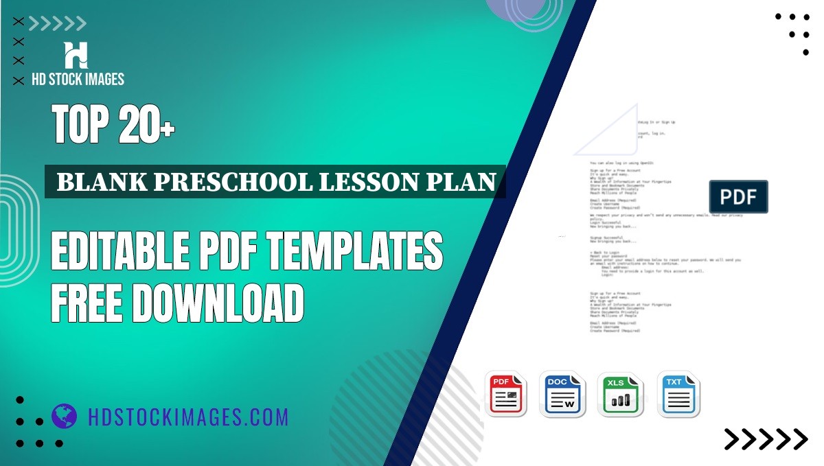 Top 20+ Blank Preschool Lesson Plan Editable PDF Templates Free Download