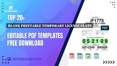 Top 20+ Blank Printable Temporary License Plate Editable PDF Templates Free Download