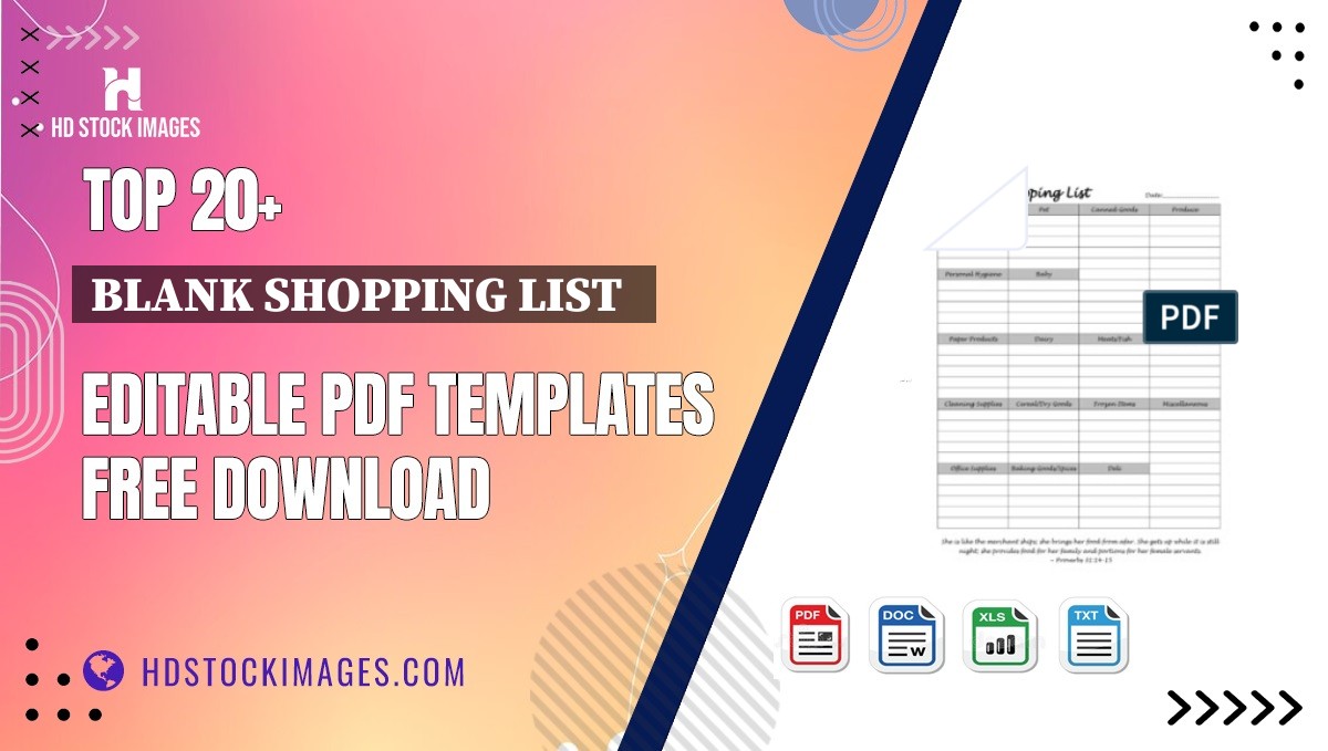 Top 20+ Blank Shopping List   Editable PDF Templates Free Download