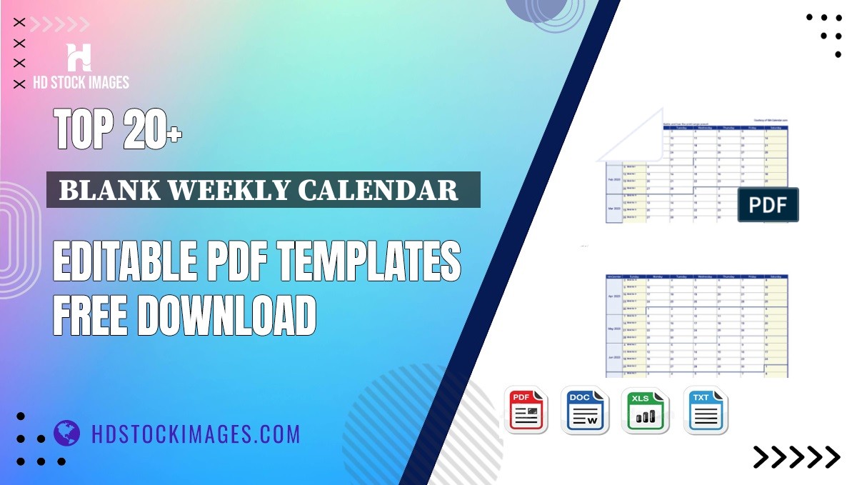 Top 20+ Blank Weekly Calendar   Editable PDF Templates Free Download