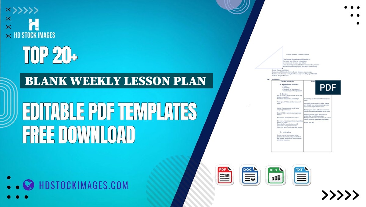 Top 20+ Blank Weekly Lesson Plan  Editable PDF Templates Free Download