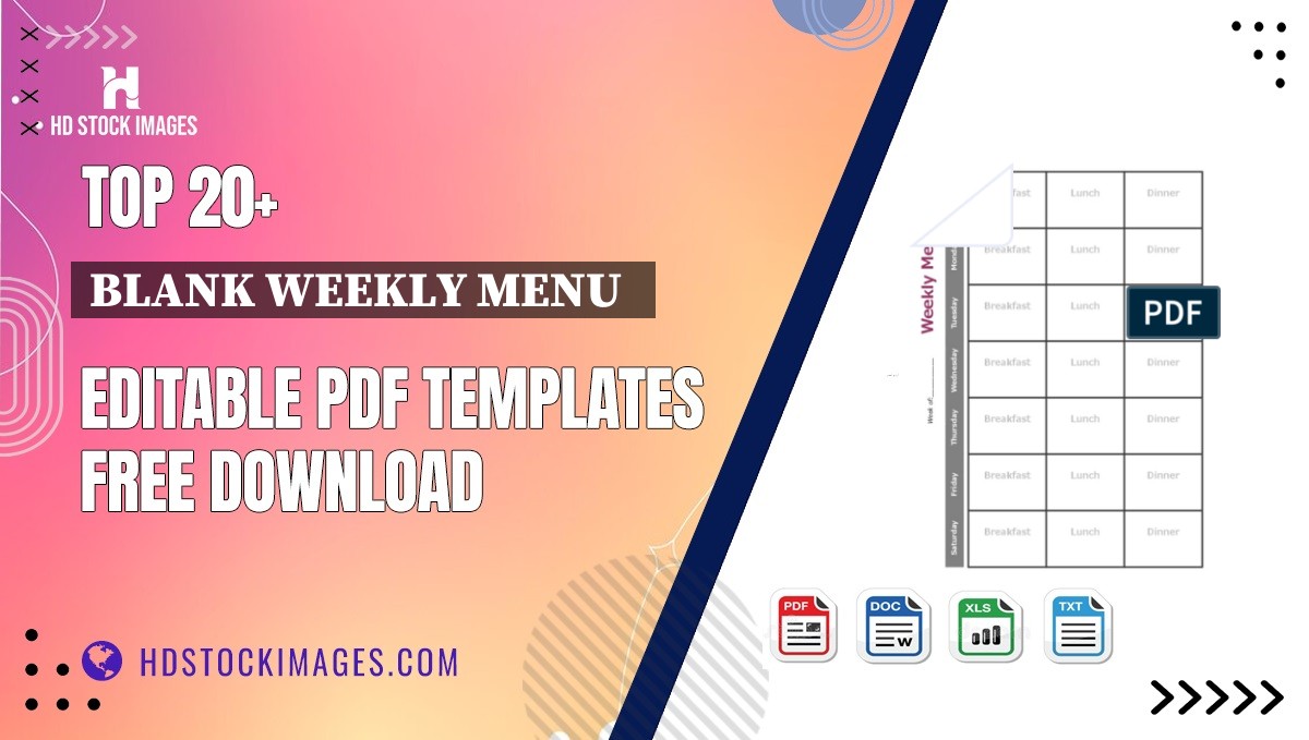 Top 20+ Blank Weekly Menu   Editable PDF Templates Free Download