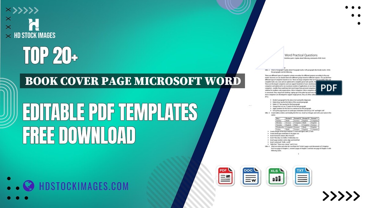 Top 20+ Book Cover Page Microsoft Word Editable PDF Templates Free Download