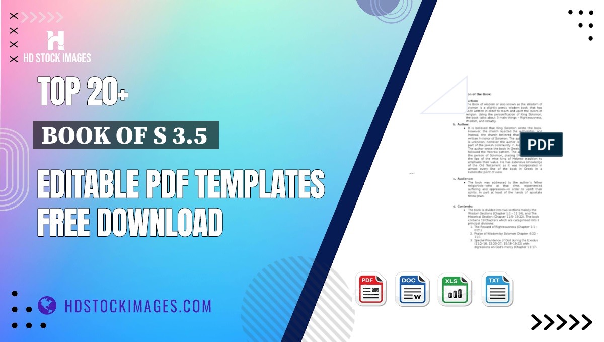 Top 20+ Book Of S 3.5  Editable PDF Templates Free Download