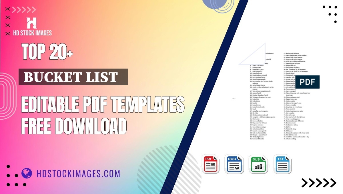 Top 20+ Bucket List   Editable PDF Templates Free Download