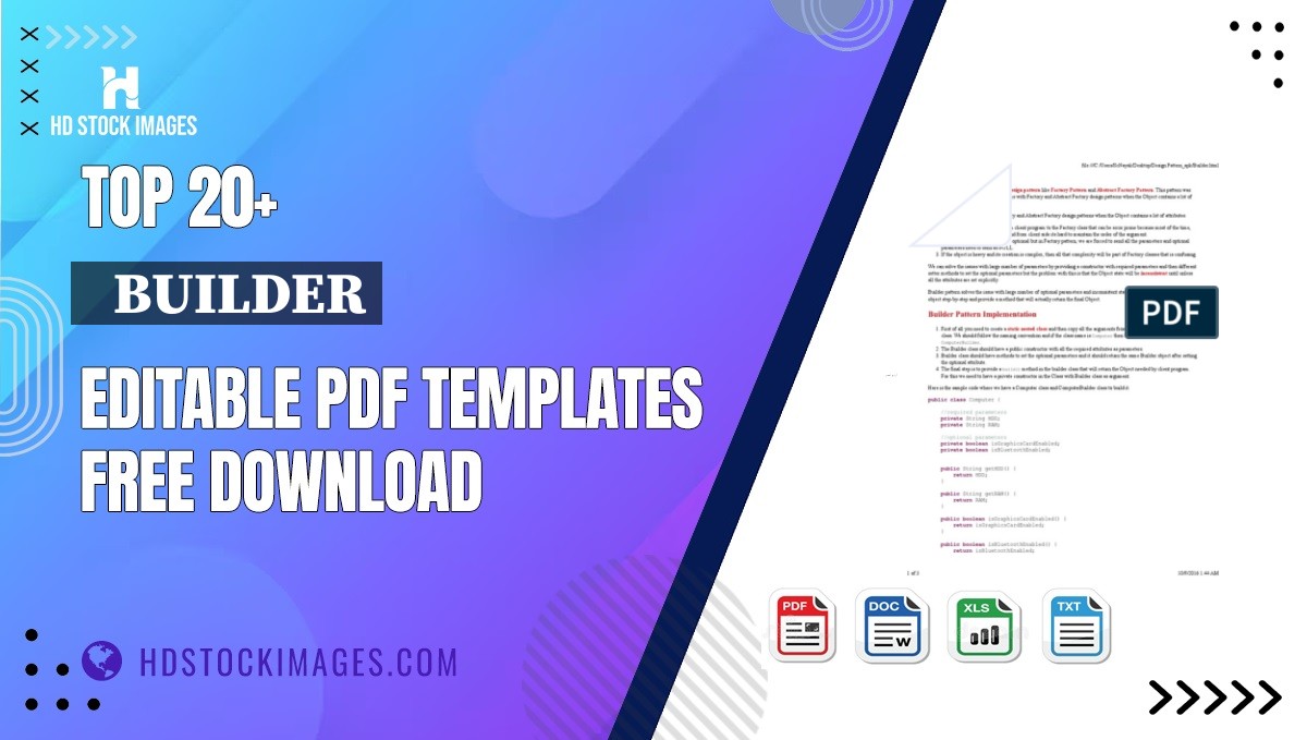 Top 20+   Builder Editable PDF Templates Free Download