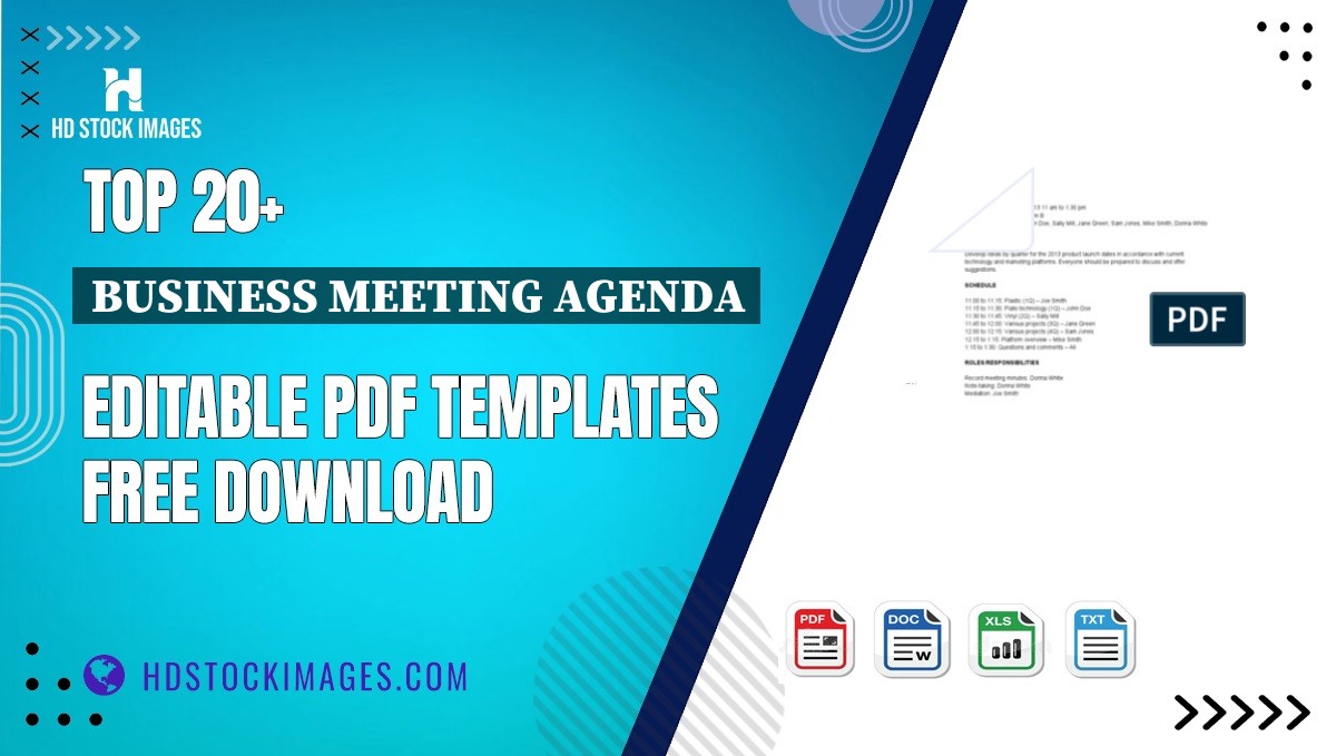 Top 20+ Business Meeting Agenda Editable PDF Templates Free Download