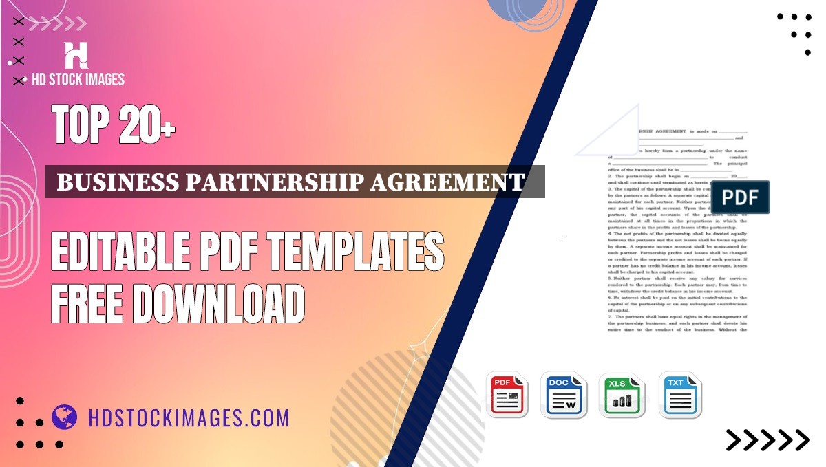 Top 20+ Business Partnership Agreement   Editable PDF Templates Free Download