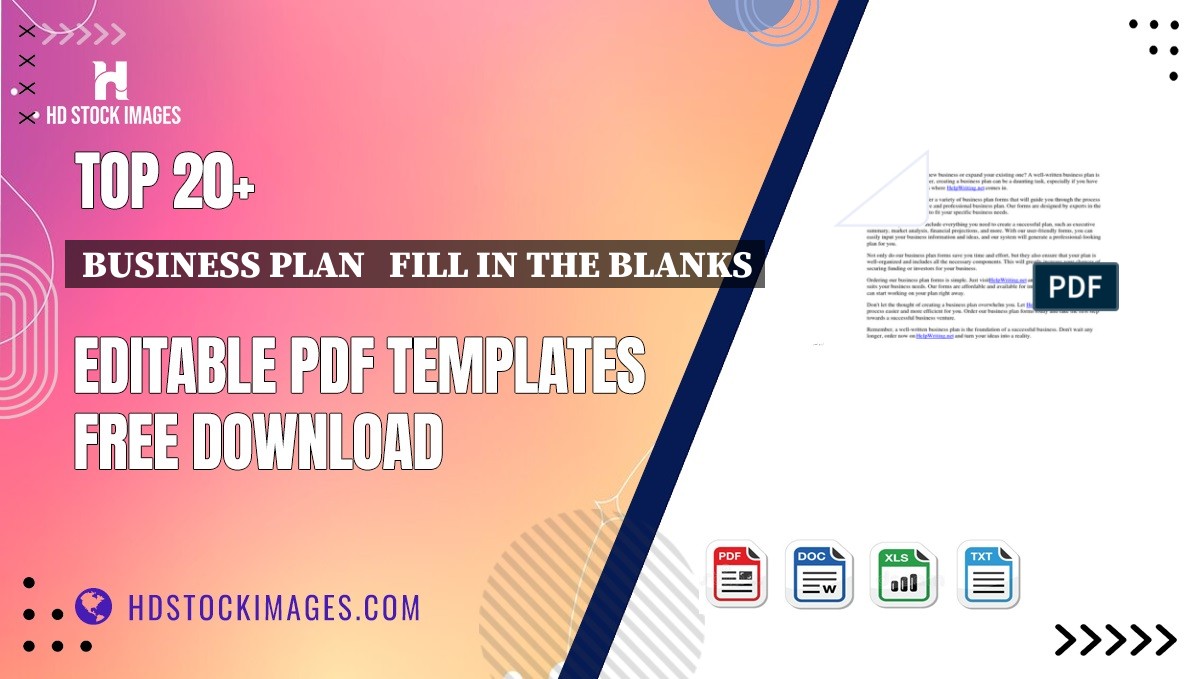 Top 20+ Business Plan   Fill In The Blanks Editable PDF Templates Free Download