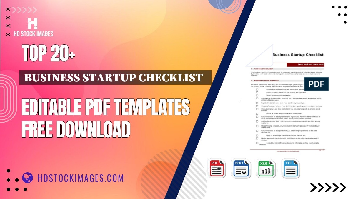 Top 20+ Business Startup Checklist   Editable PDF Templates Free Download