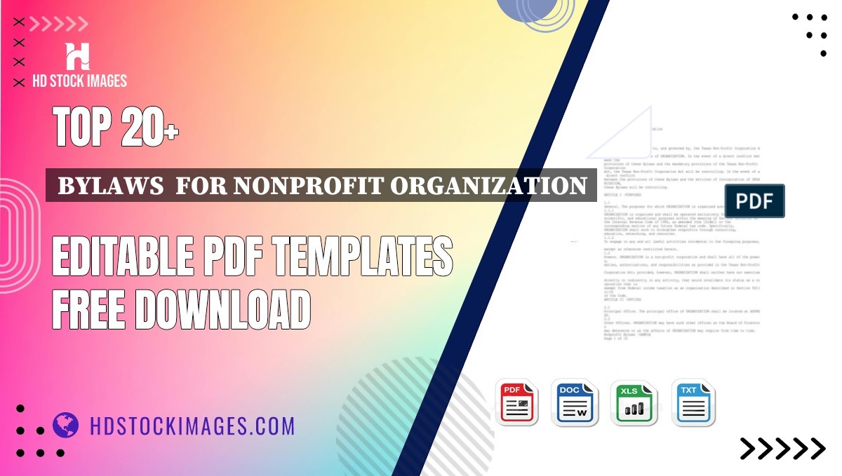 Top 20+ Bylaws  For Nonprofit Organization Editable PDF Templates Free Download