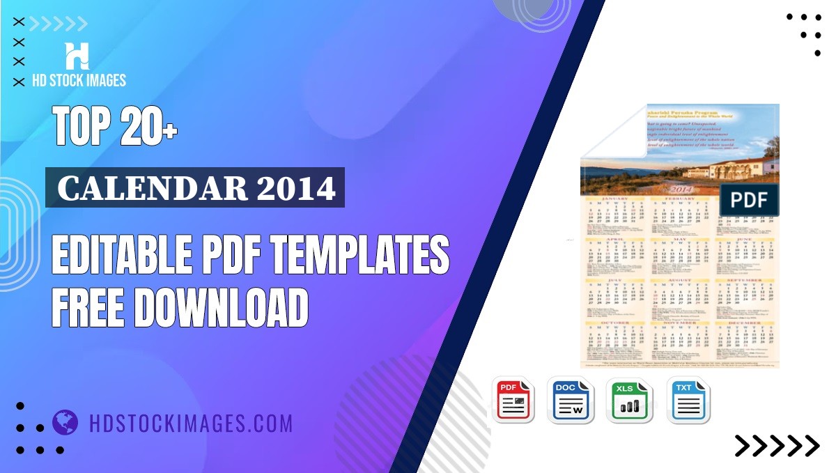 Top 20+ Calendar 2014 Editable PDF Templates Free Download