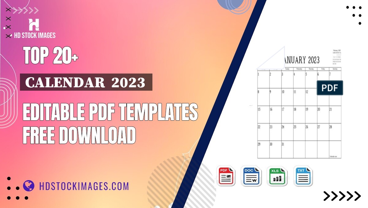 Top 20+ Calendar  2023  Editable PDF Templates Free Download