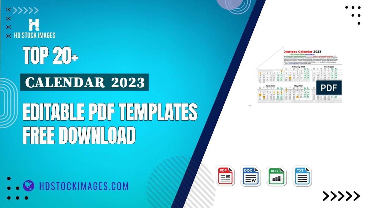 Top 20+ Calendar  2023 Editable PDF Templates Free Download