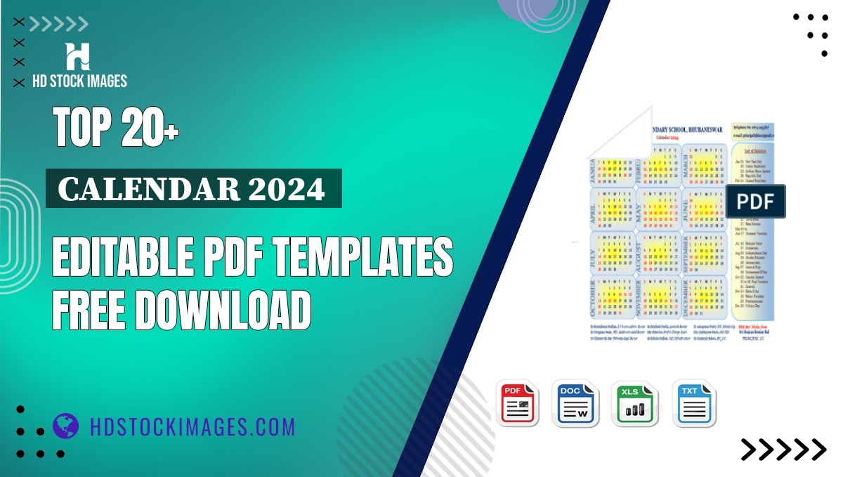 Top 20+ Calendar 2024  Editable PDF Templates Free Download