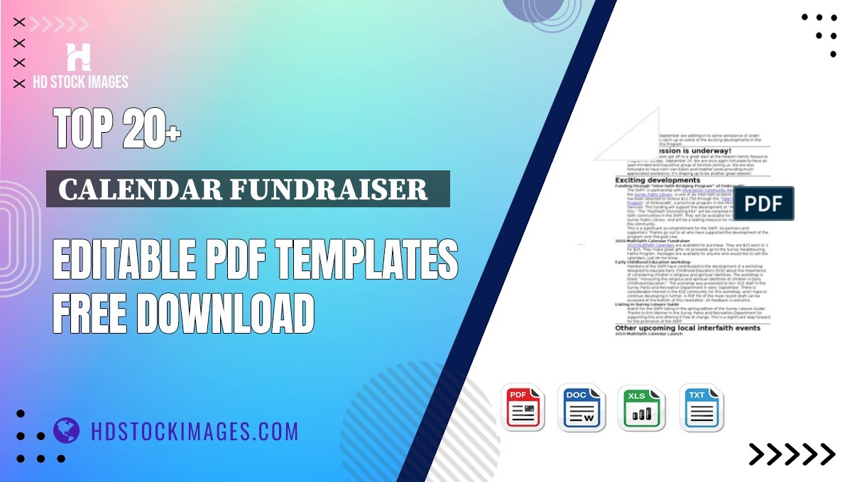 Top 20+ Calendar Fundraiser   Editable PDF Templates Free Download