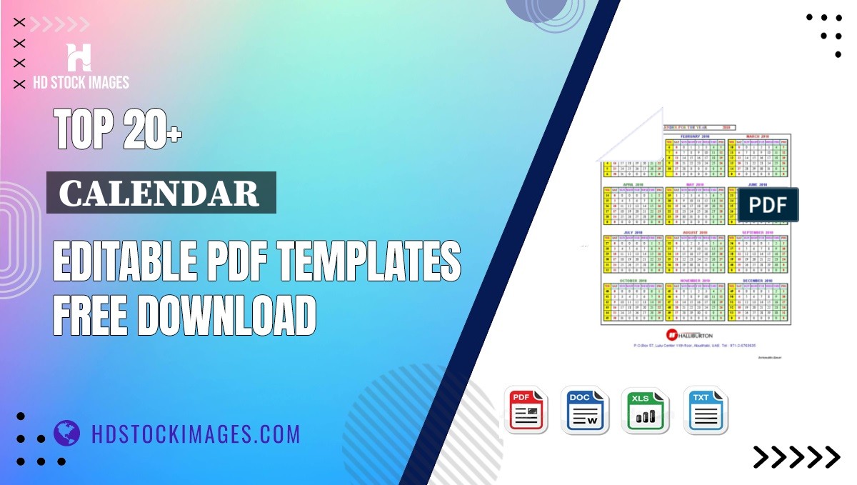 Top 20+ Calendar  Editable PDF Templates Free Download