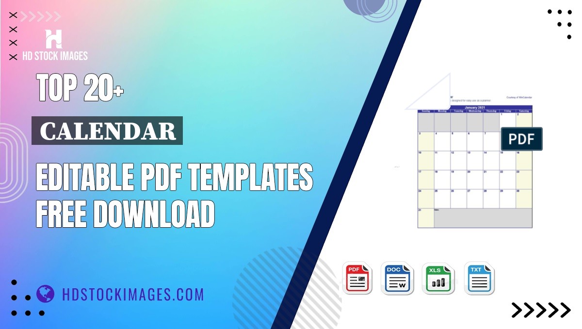 Top 20+ Calendar Editable PDF Templates Free Download