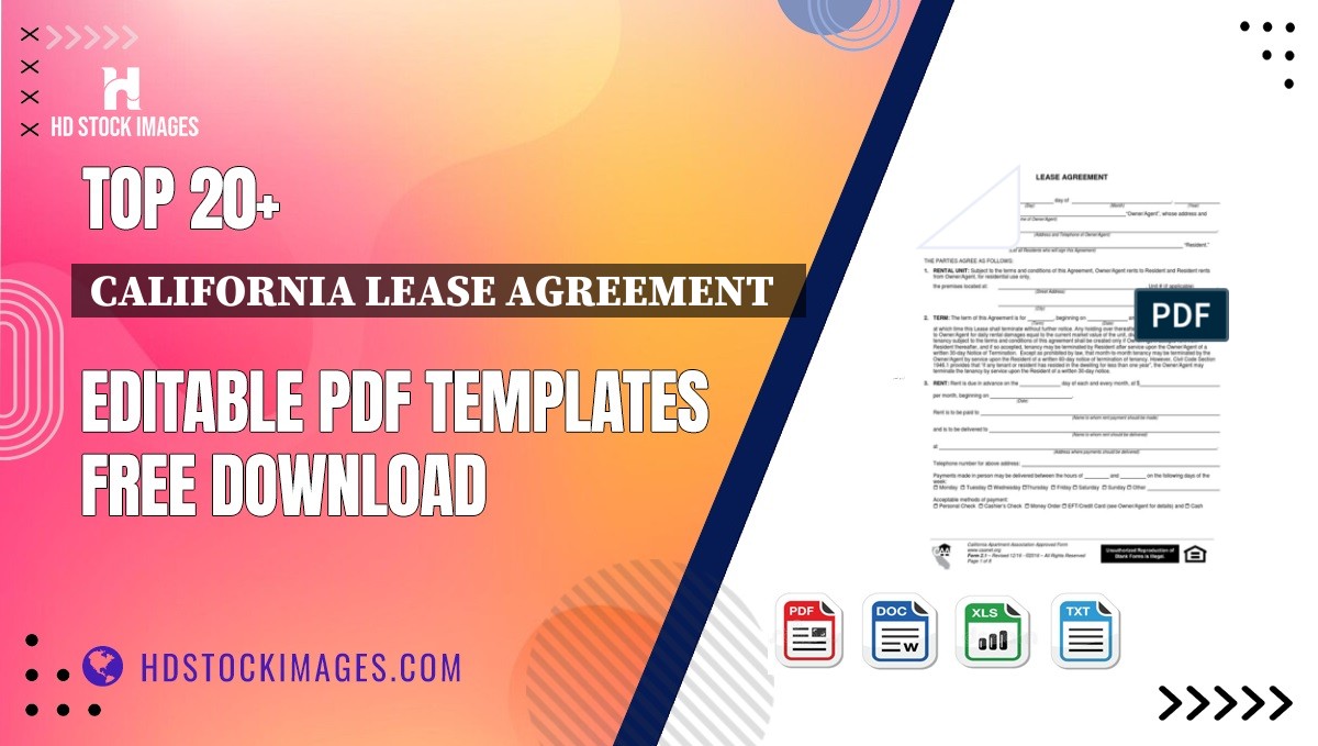 Top 20+ California Lease Agreement   Editable PDF Templates Free Download