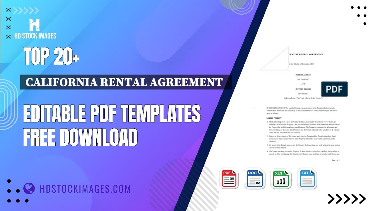 Top 20+ California Rental Agreement   Editable PDF Templates Free Download