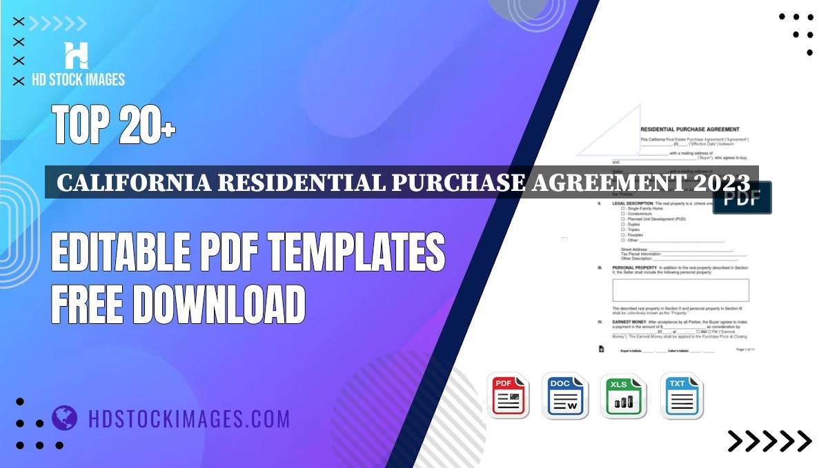 Top 20+ California Residential Purchase Agreement 2023 Editable PDF Templates Free Download