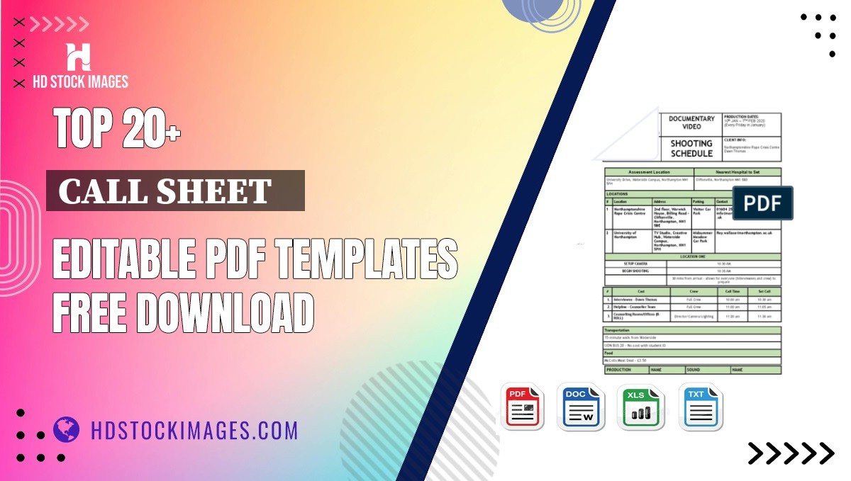 Top 20+ Call Sheet    Editable PDF Templates Free Download