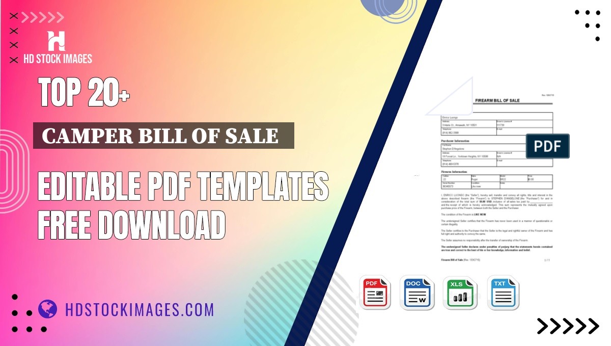 Top 20+ Camper Bill Of Sale   Editable PDF Templates Free Download