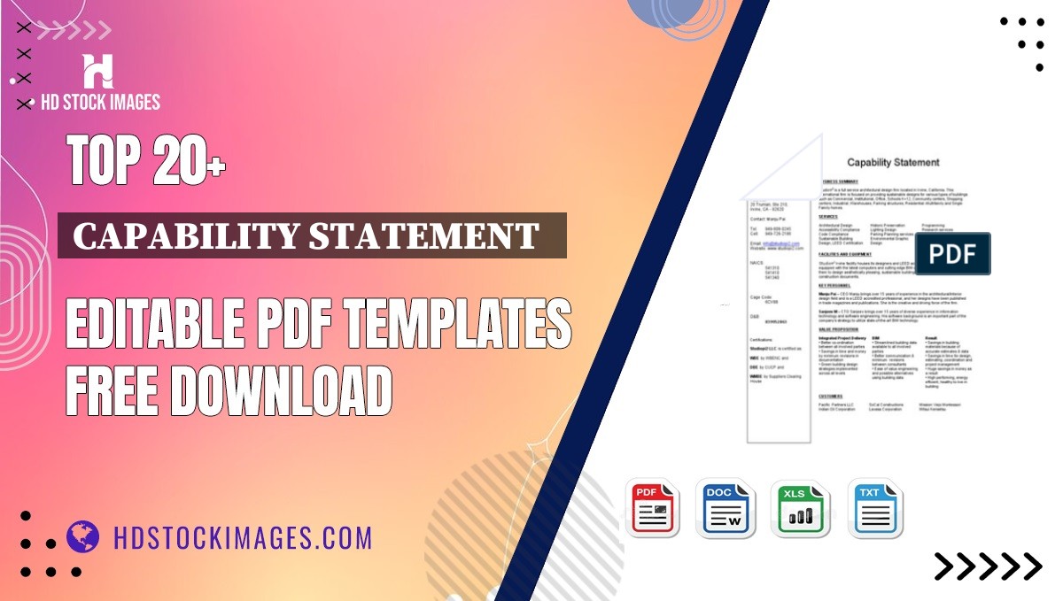 Top 20+ Capability Statement   Editable PDF Templates Free Download