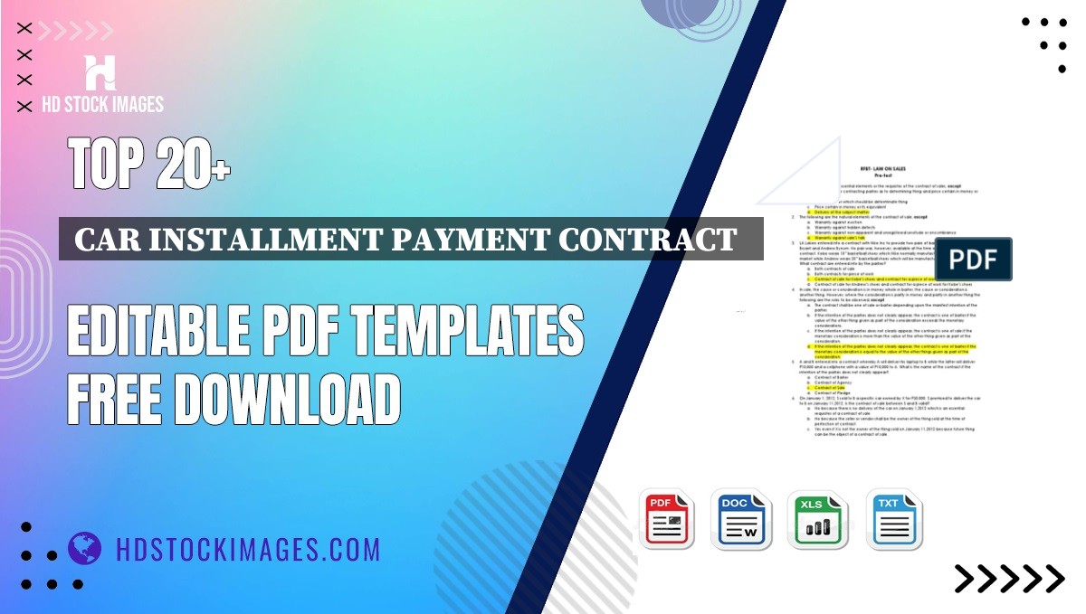 Top 20+ Car Installment Payment Contract   Editable PDF Templates Free Download