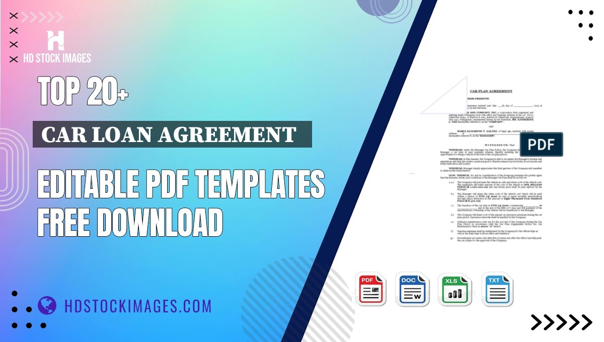 Top 20+ Car Loan Agreement   Editable PDF Templates Free Download